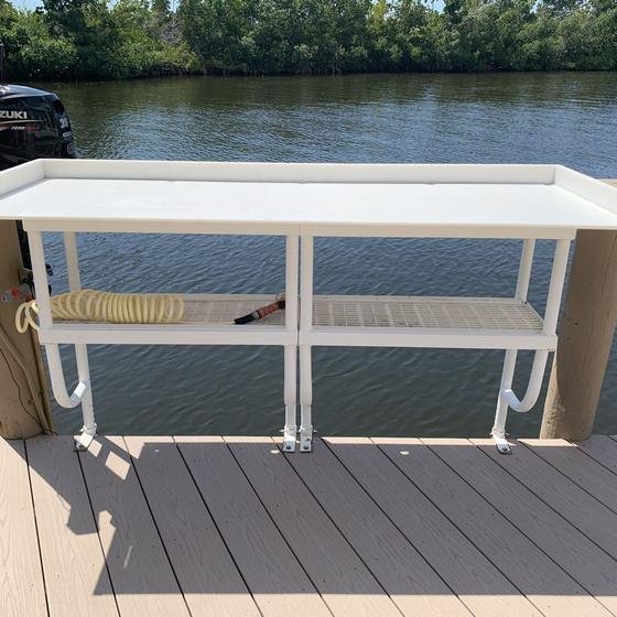Double-length fish cleaning table with water hookup